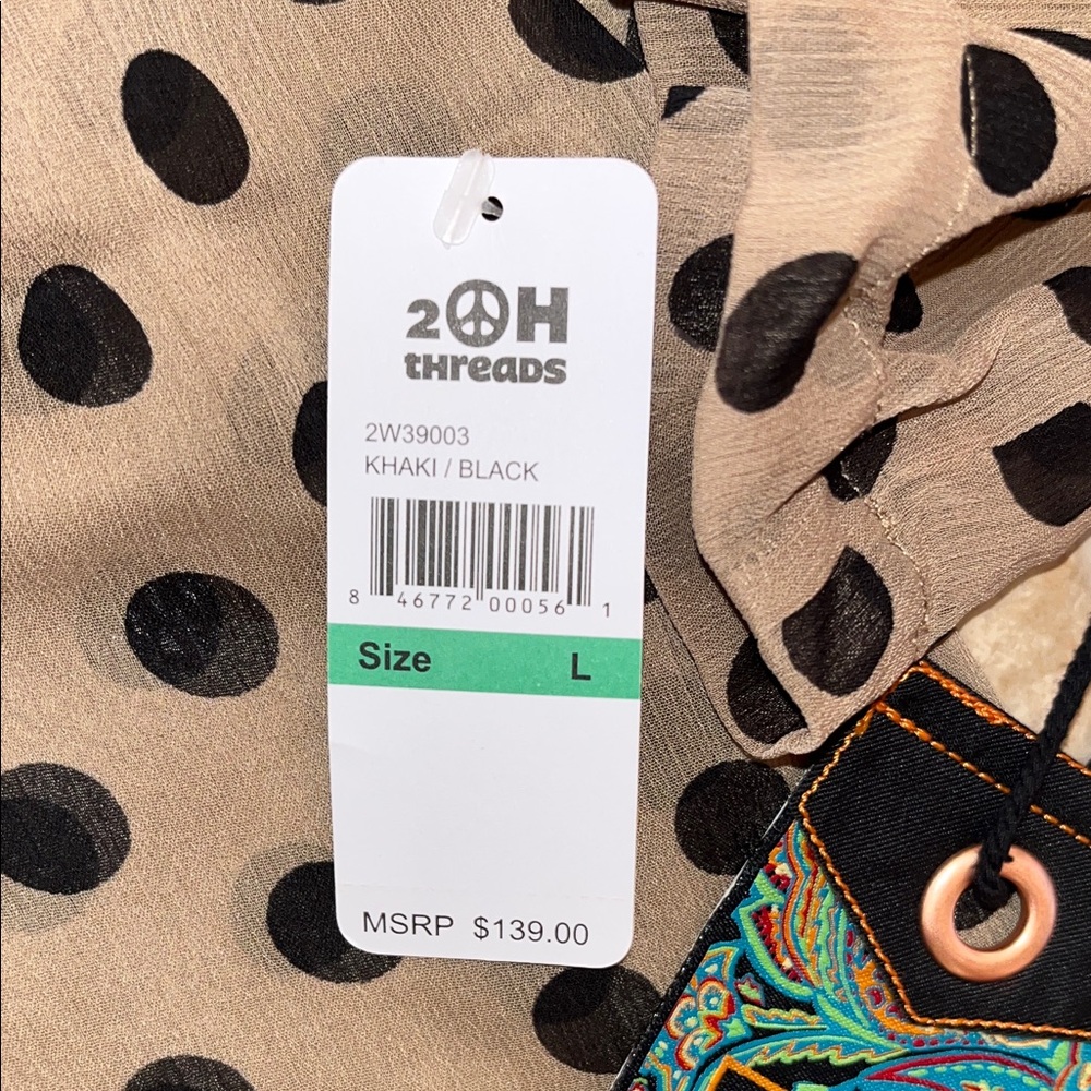 **Last chance!** NWT 2Oh Threads Chic Polka Dot Button Down Shirt-v - Picture 4 of 7